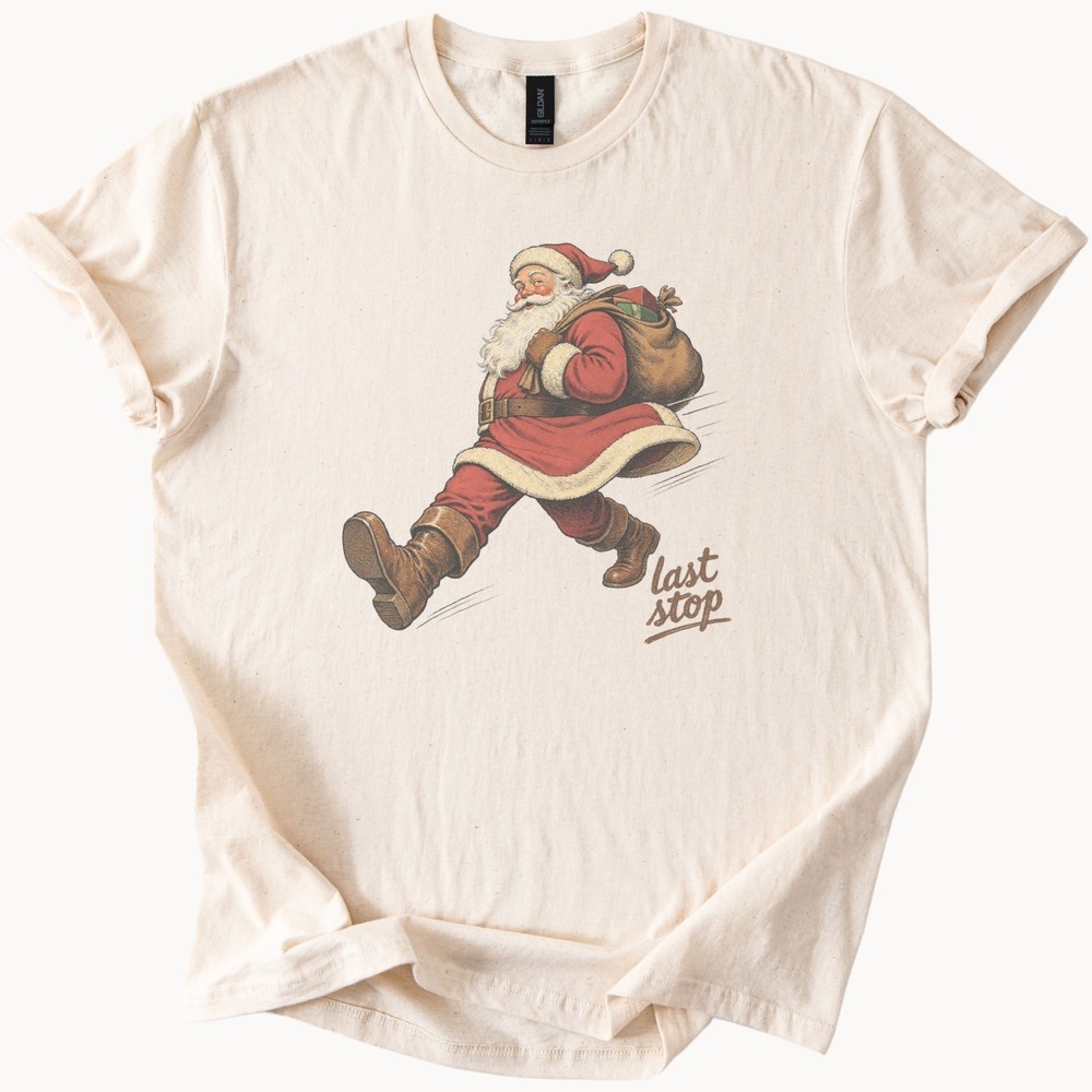 Last Stop Santa Sprinting with His Sack Tee